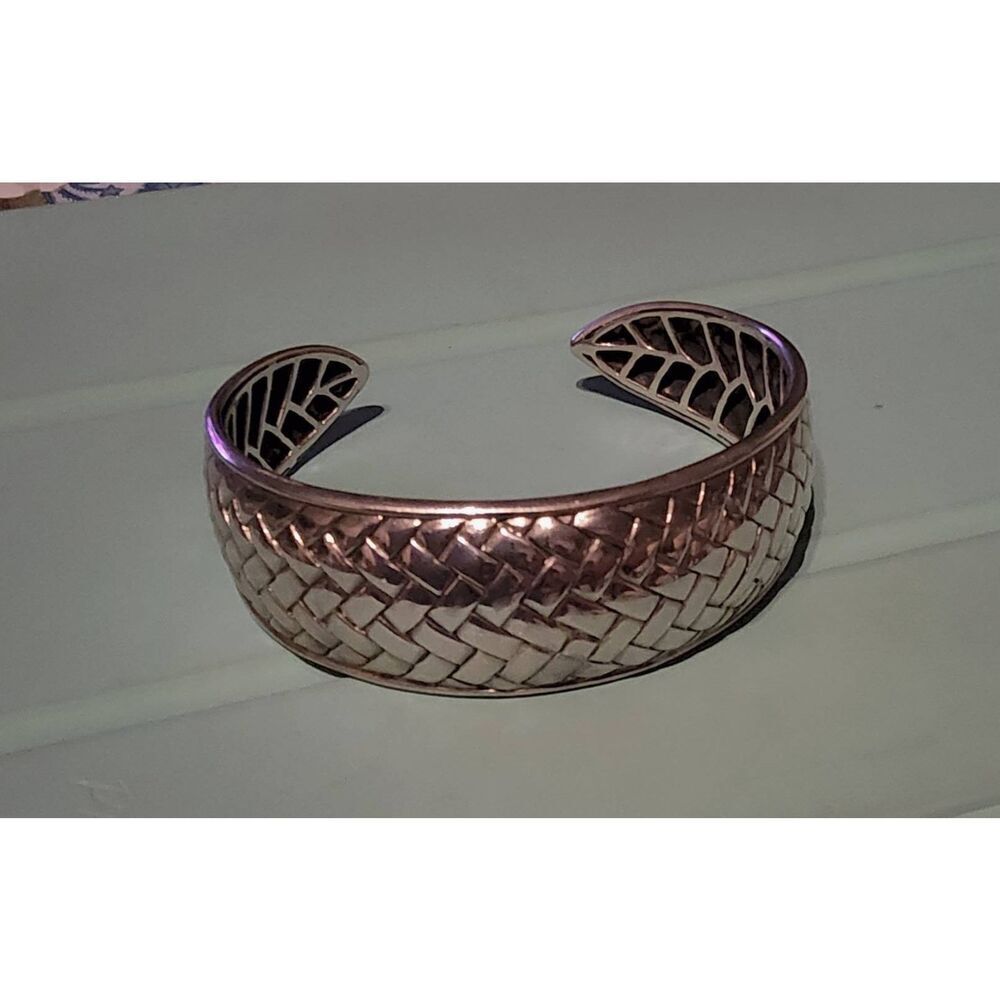 Gorgeous Bold 925 Sterling Silver Basket Weave Cuff Style Bracelet